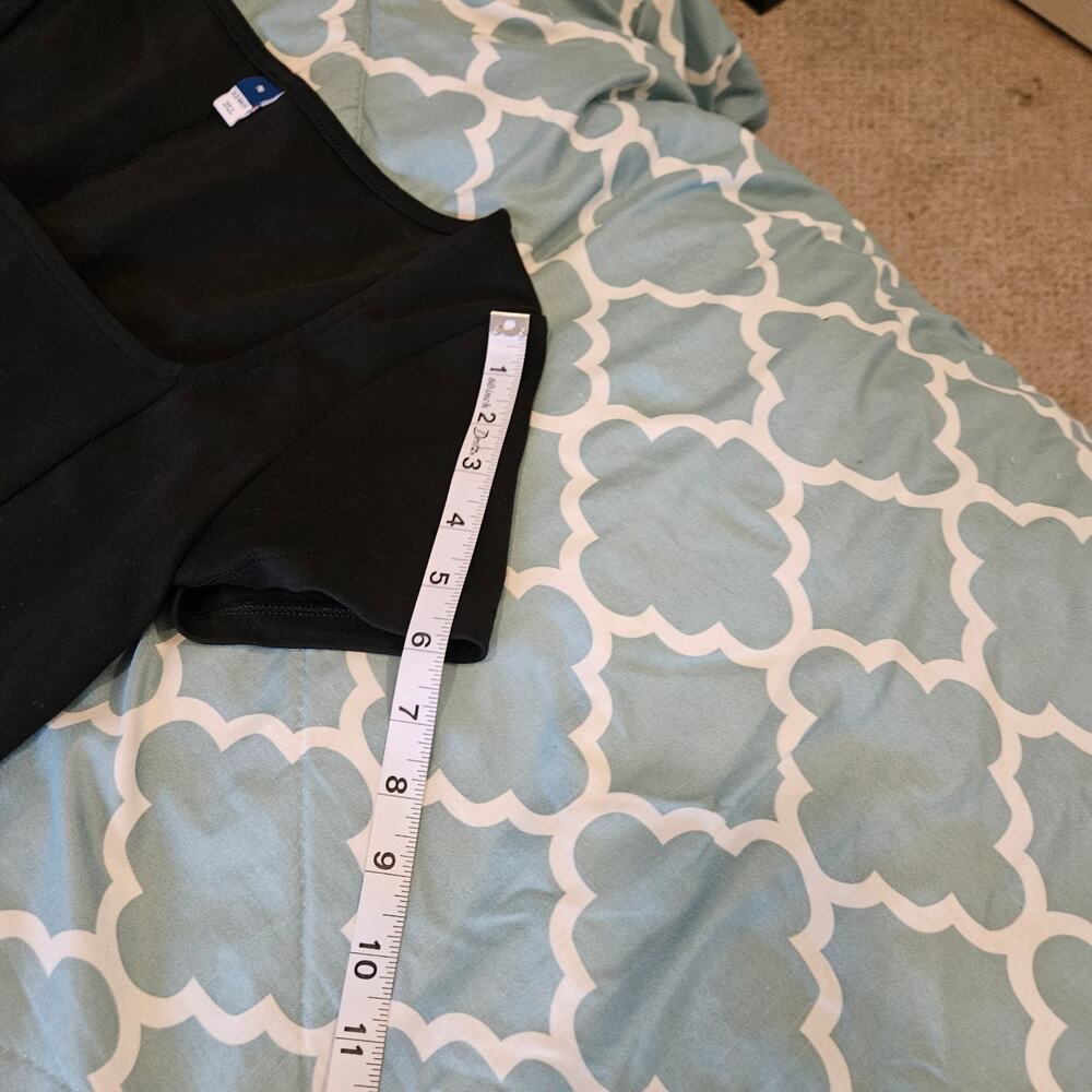 Old Navy Black Midi Dress Womens Medium Short Sleeve Square Neck Sheath - Picture 7 of 8